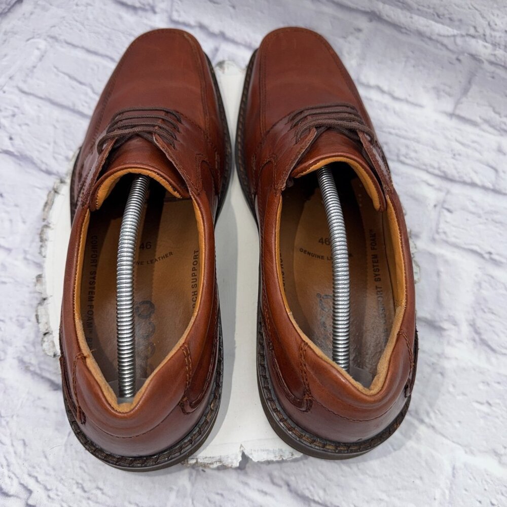 ECCO Helsinki 2 Mens 12 Brown Leather Bike-Toe Derby Lace Up Cushion Dress Shoes - Picture 6 of 13